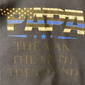 Blue Line, "Papa The Man The Myth The Legend" hoodie, 3xl